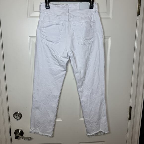 Pistola Jeans Women 26 White Distressed Ankle Frayed Raw Hem Mid Rise Mom Jeans - Picture 5 of 8